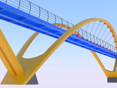 Pedestrian bridge PBR V 3D model