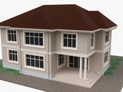 Building house two-story villa with garage Free 3D model
