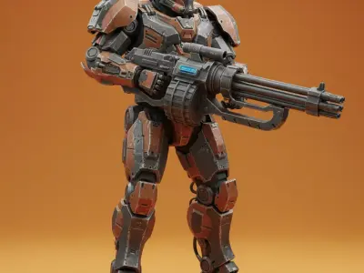 Grimdark Sci-Fi Battle Priest 3D Print Model Free 3D model