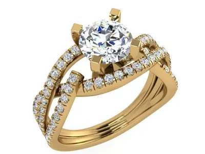 Round Diamond Twisted Ring 3643 3D print model