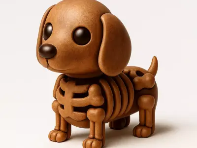 Woody Dog Minimalist Skeletal toy 3D print model