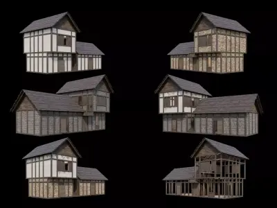 Medieval Village Pack  - 6 Assets - 4K Textures Game Ready Low-poly 3D model get