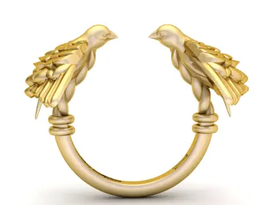Twin Bird Open Ring  3D Printable Jewelry    3D print model