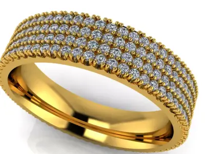 Modern Micropave dia wedding band ring 3D model sz10 3D model 3D print model