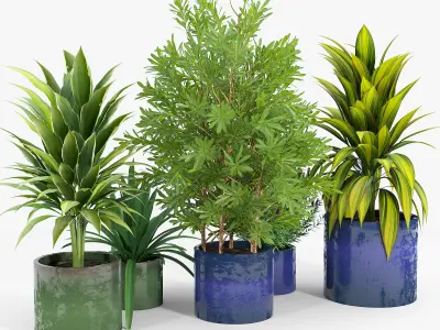 Maya Blue Ceramic Planters Maya Green Ceramic Planters 3D model