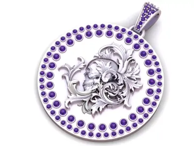 Skull and Floral Pendant 3D Printable Model 3D print model