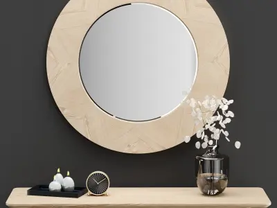 Midford Console Table And Round Mirror 3D model