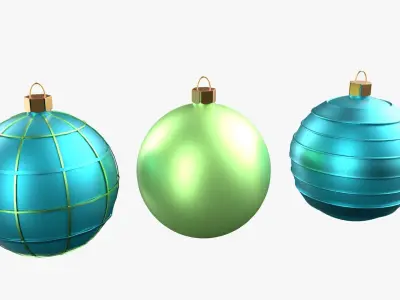 Christmas Tree Ornament Set3 - Turquoise Green  Low-poly 3D model