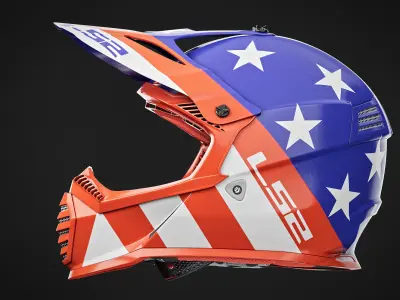 Motocross Helmet LS2 - America Version 3D model
