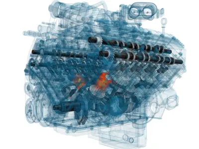 Engine Animation with Gasoline Ignition 3D model