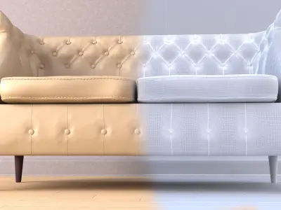 Dls-2 white leather sofa 3D model
