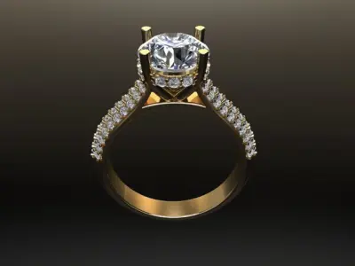 Solitaire Diamond Band Engagement Ring 7mm30 3D print model