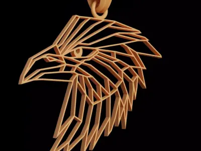 Eagle Wireframe Pendant Amulet Necklace 3D print model