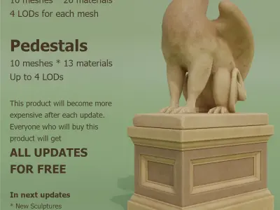 Sculptures Pack Low-poly 3D model