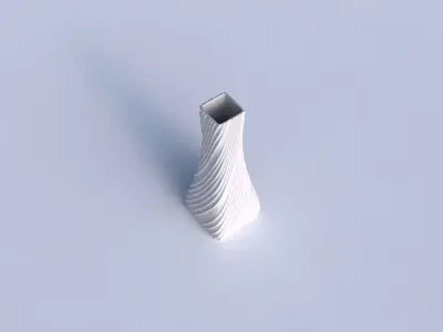 Vase squeezed rectangle with flowing extruded lines 3D print model