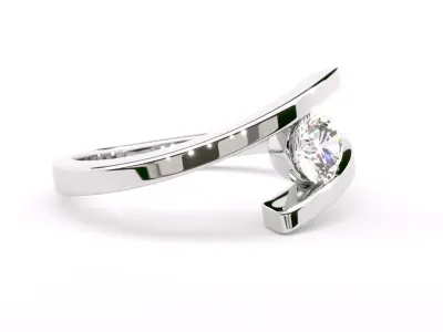 Twist Tension Diamond Ring Lilian 3D print model