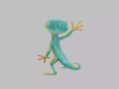 Cartoon Gecko Character 3D model