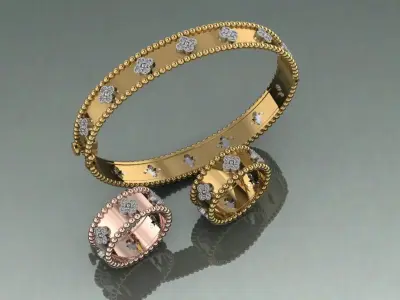 van clef bracelet ring design 3D print model