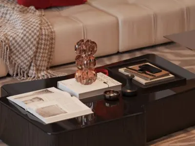 Living Room And Kitchen Interior Model 3D model