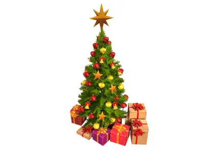 Christmas tree with gifts high-poly 3D model