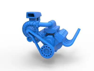 Engine V8 with Centrifugal blower Scale 1 to 25 3D print model