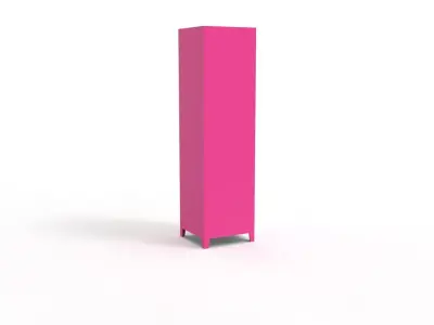 METAL CABINET-SINGLE LONG-TWO COVER-PINK AND CREAM Low-poly 3D model