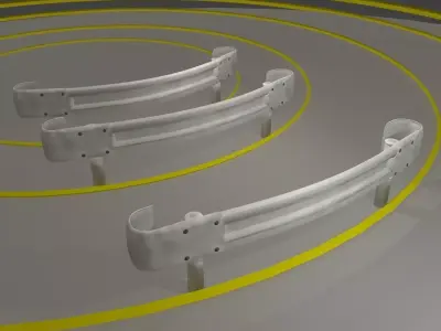 Guardrail - Japanese curved and dirty - low poly Low-poly 3D model