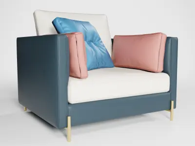 Modern Dual Tone Luxury 1-Seater Armchair  Low-poly 3D model