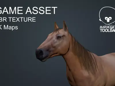 Game Asset PBR Texture Horse  Low-poly 3D model