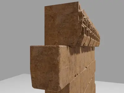 Ancient Temple Wall Modular Low-poly 3D model