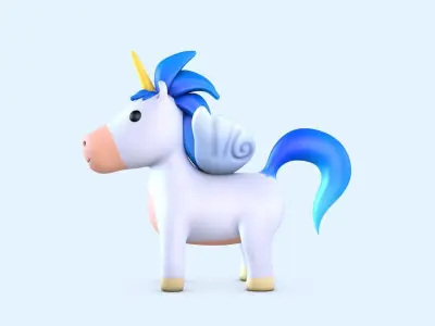 Cartoon Pegasus Low-poly 3D model