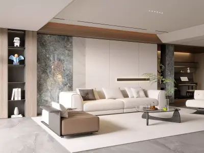 Modern living room 3D model 3D model