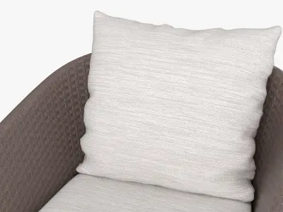  Wicker chair brown with cushions 3D model