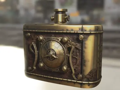 Steampunk Clockwork Flask Low-poly 3D model