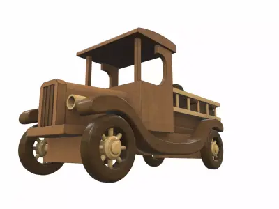 Wooden car toy truck 6 Free 3D model