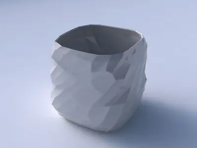 Vase quadratic stumpy with low-polygon 3D print model