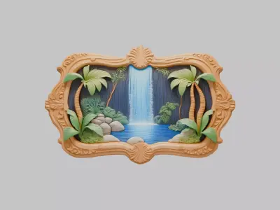 Wooden Carved Emblem Low-poly 3D model buy