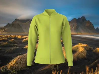 Raglan Fashion Casual Slim Sports Rib Jacquard Zipper Jacket 3D model