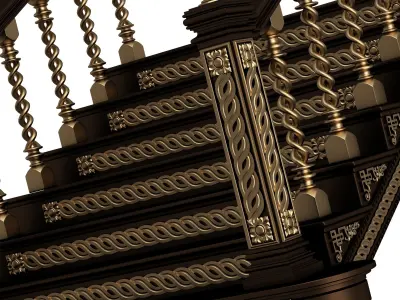 Carved Stair 06 Black Low-poly 3D model