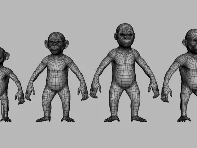 Baby Primate BaseMesh  Low-poly 3D model