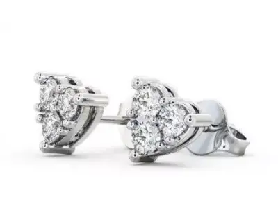 stl file heart diamond stud earrings 3D print model