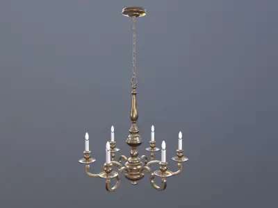 Chandelier Game Ready antique brass - Low-poly 3D model
