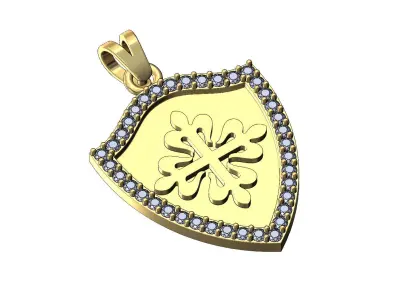 Diamond PP logo shield pendant with bail 3D print model