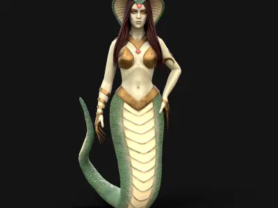 Naga Stylized Female Character Lowpoly 3D model Low-poly 3D model