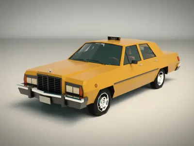 Low Poly Taxi Cab 02 Low-poly 3D model
