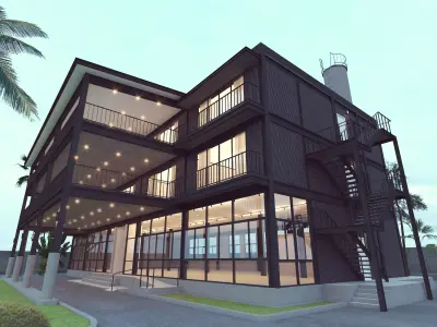 Office building steel structure 3D model