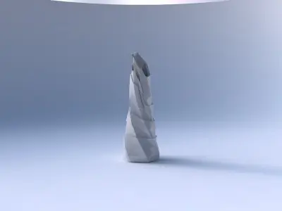 Vase twisted top bent hexagon with sharp ribbons 3D print model