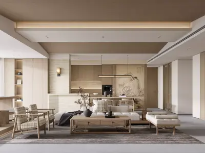 Japanese living room and dining room interior scenes 3D model