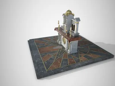 Altar shrine with Lord Jesus on the cross  3D model