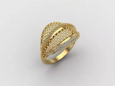 Women Ring With Stone Diamond Ready STL 3DM Models Womens Rings 3D print model 2